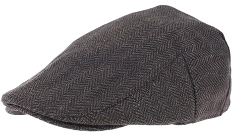 Elyebxj Gorro para niño, Boina para niños de Mezcla de Lana, Gorra Plana clásica de Estilo británico con patrón de Cuadros Vintage, Diadema Ajustable para Cabeza de 50-52 cm, café Negro