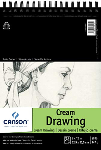 Canson Artist Series Cream Drawing Pad 9 x 12, Top Wire Bound, 24 Sheets (100510973)