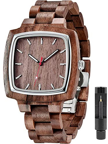 Tiong Brand Wooden Watches Mens with Handmade Colorful Bamboo Wood Watch Analog Date Quartz Wooden Watch for Men, Q1056, Modern