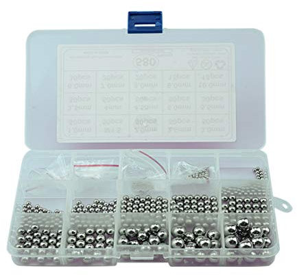 XIZONLIN Kit Cuscinetti in Acciaio Inox, Perline per Pulizia, Munizioni a Sfera per Fionda Airsoft, 1-10mm, 580 Pezzi