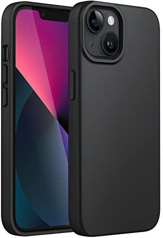 JETech Silikon Hülle für iPhone 13 6,1 Zoll, Ganzkörperschutz handyhülle mit Seidig-Weicher Berühren, Stoßfeste Hülle mit Mikrofaser-Futter (Schwarz)