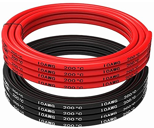 MMOBIEL Fil Électrique Câble en Cuivre Étamé - 2 Fils Séparés Rouge et Noir Chacun pour Drones, Imprimantes 3D, Batteries, Fils de Haut-parleurs, Bandes de Led (10 Awg, 2,5m)