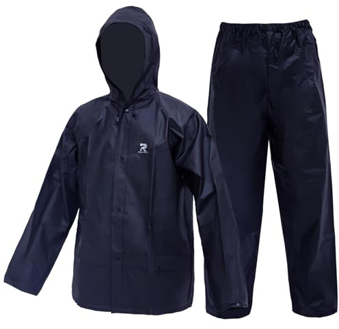 Ultra-Lite Rain Suit for Men Women Waterproof Protective Rain Coat with Pants 2 Pieces Rain Gear for Climbing,Cycling, Farming, Hiking(Navy,3XL)