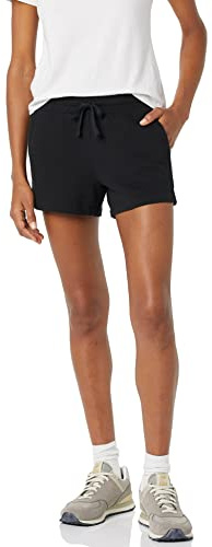 Amazon Essentials Pantalón Corto de Forro Polar con Bolsillos para Mujer, Color Negro, Talla L