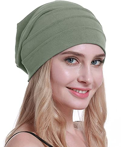 osvyo Baumwolle Chemo Hüte Soft Caps Krebs Kopfbedeckungen für Frauen Haarausfall versiegelt Verpackung HELLOLIVGRAU