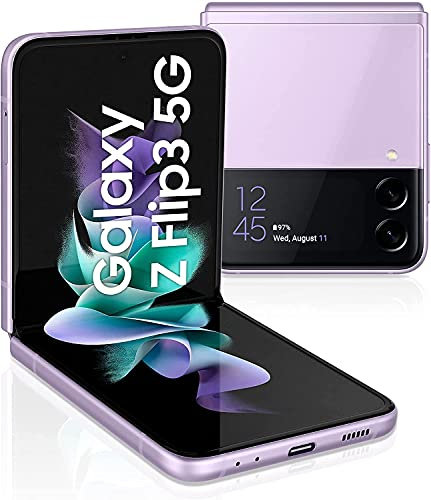Samsung Galaxy Z Flip3 5G (17.03 cm) Foldable Mobile Phone without Contract, Large 1.9 Inch Front Display, 128 GB Internal Memory, 8 GB RAM, Phantom Lavender (Renewed)
