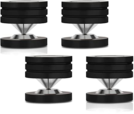 YuanYong Lautsprecher Spikes 4 Sets 49mm×49mm Lautsprecherfüße mit POM Edelstahl-Lautsprecherpads HiFi Geräte Füße für HiFi-Lautsprecher, Subwoofer, Audioverstärker, DAC und CD-Player (Schwarz)
