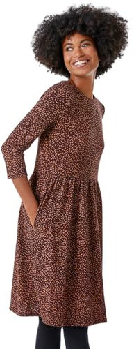 Roman Shift Dress with Pockets for Women UK - Ladies Summer Autumn Winter Smart Casual Work Short 3/4 Sleeve Tunic Knee Length Pleated Gathered Waist Tea Loose - Purple & Blue - Size 18