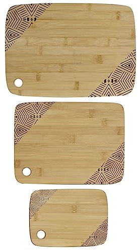 Pack de 3 Tablas de Cortar para Cocina Bambú - Tabla de Madera para corte, trocear, picar Set
