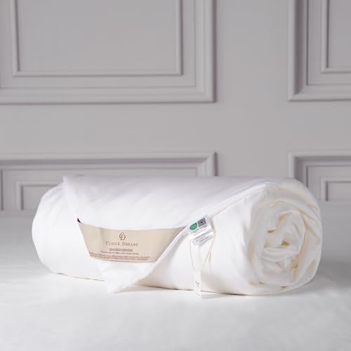 CUDDLE DREAMS Lightweight Silk Filled Comforter for Summer, Detachable Tencel Duvet Cover for Easy Care, Naturally Breathable (White, King)