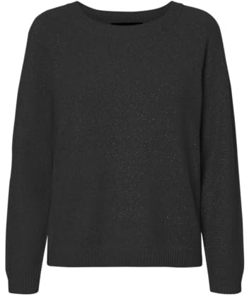 VERO MODA Vmdoffyshine LS O-Neck Blouse Rep Noos Jersey de Punto, Black/Detail:w. DTM Lurex, XL para Mujer