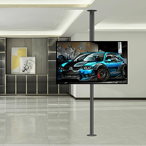 Justerbar lutning svängbar TV-takmontering – LCD-TV 360 graders roterande ram golvstativ skiljevägg roterande ställning roterande TV-skåp roterande bas, passar 32–75 tum LED-skärm (60–85 cm)