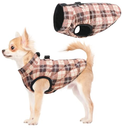 SCENEREAL Manteau d'hiver pour chiens de petite taille, garçons et filles – Veste chaude avec harnais intégré, manteau imperméable pour l'automne et l'hiver pour temps froid, gilet matelassé en