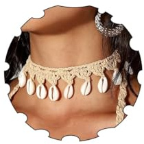 Coridy Boho Shell Choker Necklace for Women Khaki Handmade Adjustable Rope Necklaces Summer Beach Cowrie Seashell Chain (Brown)