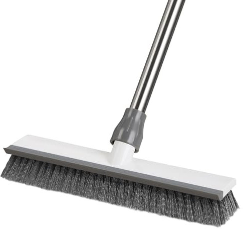 Mitclear Cepillo de Limpieza de Suelo con Mango Largo(128cm), 2-en-1 Escobilla de Cerdas Rígidas con Escobilla de Goma para Limpiar Azulejos, Pavimento in Legno, Cocina, Baño, Terraza, Patio, Garaje