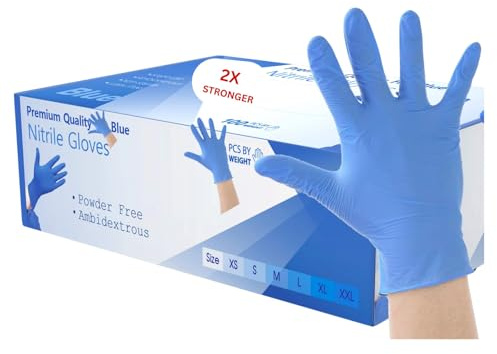 200 Disposable Nitrile Gloves Extra Large Blue – Medical Examination Powder-Free Latex-Free Strong Durable Tear-Resistant for Healthcare, Dental, Food, Cleaning, Automotive & Industrial Use (XL)