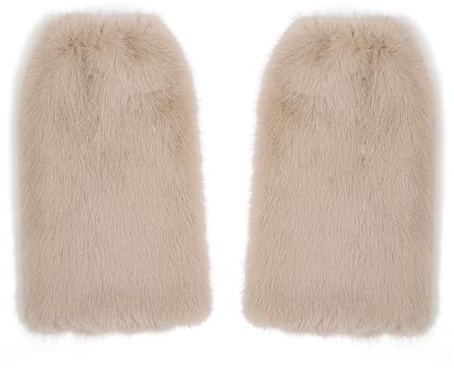 soul young Furry Boot Covers for Women Fluffy Faux Fur Long Leg Warmers Soft Shoes Cuffs Halloween Costume Theme Party(OneSize,Apricot)