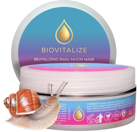 Biovitalize Maschera Viso Antietà Bava di Lumaca e Centella Asiatica - Trattamento Rigenerante Skincare Coreana con Ippocastano - Idratante Rimpolpante Antirughe 100ml