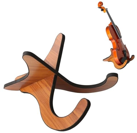 Marnovest Portable X-Frame Wooden Ukulele Stand, Premium Brown Wood Guitar Stand for Ukulele, Small Acoustic Guitar, Violin and Mandolin