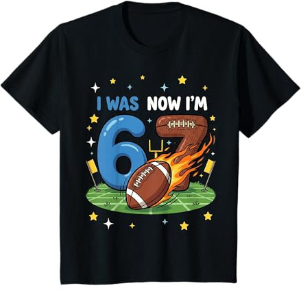 I was 6 Now Im 7 American Football 7th Birthday Boy T-Shirt