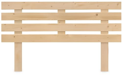 DHOME Sänggavel i Naturligt Furuträ med Ben i Horisontell Pallstil för Pallbäddar med Inkluderade Beslag (135x115 Palett 4)