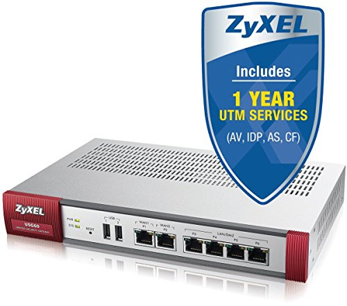 Zyxel USG60 - Puerta de enlace de seguridad unificada de 6 puertos Gigabit Ethernet para montaje en rack