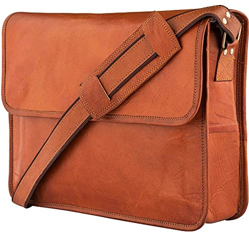 URBAN LEATHER Bolsa De Hombro Para Laptop De 15 Pulgadas Para Hombre, Maletín De Cuero, Bolsa Mensajera Cruzada, Para Hombre, Marrón, 38 cm