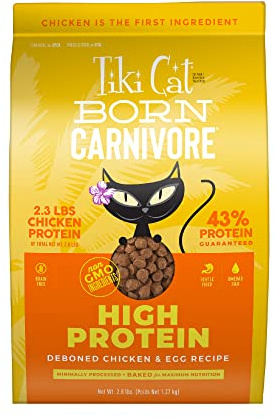Tiki Cat Born Carnivore High Protein Dry Cat Food, Deboned Chicken & Egg, 2.8 lbs. Bag