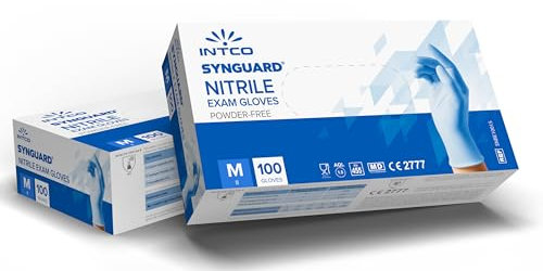 intco medical 100 guanti in Nitrile M senza polvere, senza lattice, ipoallergenici, certificati CE conforme alla norma EN455 guanti per alimenti guanti medici monouso