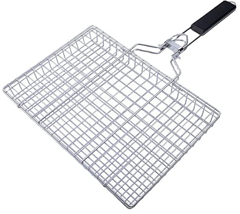 West Raccoon Grill Basket, Barbecue BBQ Grilling Basket with Removable Handle (WR-58 Square Clip)