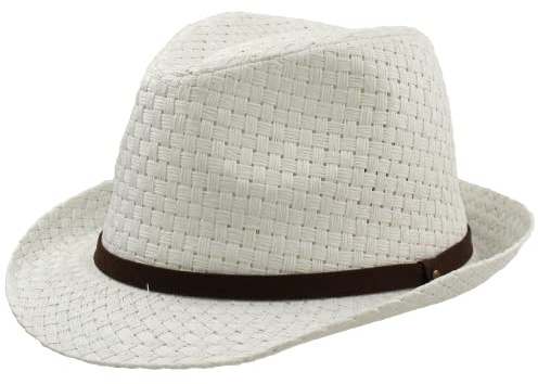 Sombrero Panama Verano Hombre Mujer, Sombrero de Paja de Papel para el Sol Ocio y Vacaciones, 57cm 58cm