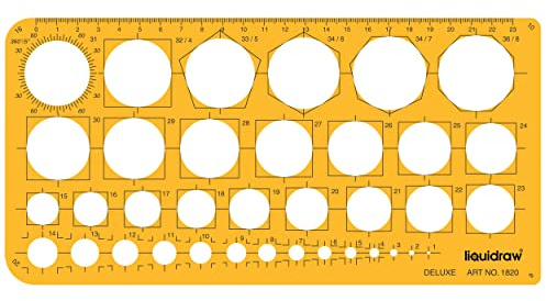 Liquidraw Cirkelmall schablon ellips oval triangel fyrkantig hexagon geometriska former mallar för att rita linjaler teknisk ritning schabloner ingenjörsarkitektur (36 cirklar)