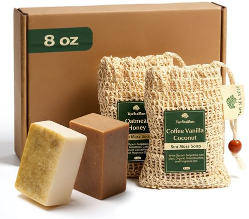 Wellness Gift Sea Moss Soap Bar – All-Natural Detox Soap with Coffee, Vanilla, Coconut & Oatmeal Honey – Gentle Handmade Foam for Sensitive Skin, Face & Body – Valentine's Gift for Men & Women