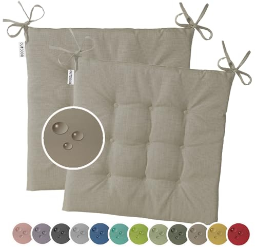 heimtexland Juego de 2 cojines para silla de exterior, impermeables, impermeables, 40 x 40 cm, acolchados, resistentes a los rayos UV, tipo 551, color gris topo, Typ551