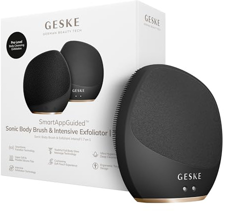 GESKE Sonic Body Brush & Intensive Exfoliator | 7 in 1 | Elektrisk rengöringsborste för hela kroppen | SmartSonic-pulsationer | Pro-Level djuprengöring, exfoliering & massage | Borttagning av grov hud