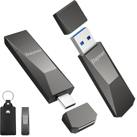 Dayear 256 GB SSD-flashenhet, USB-minne med hög hastighet upp till 1 000 MB/s läsning, 2-i-1 USB 3.2 och USB-C-portar tumenhet USB-minne för typ-C-telefon/PC/bärbar dator/Mac/surfplatta