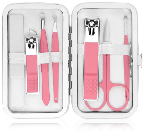 Kit de manucure pour femme - Avec lime à ongles en verre - En acier inoxydable - Avec étui - Kit de manucure pour femme