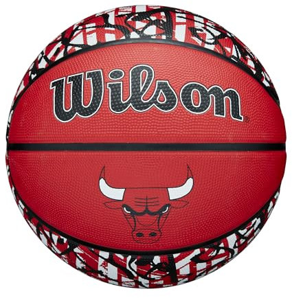 WILSON NBA Team Graffiti Basketball - Chicago Bulls, Size 7-29.5