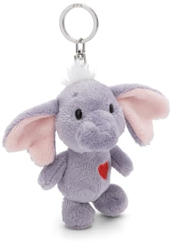 Porte-clés Love Eléphant Gris foncé 10cm - Pendentif Animal avec Anneau métallique pour accrocher aux clés, à la Corde, au Sac et Plus Encore