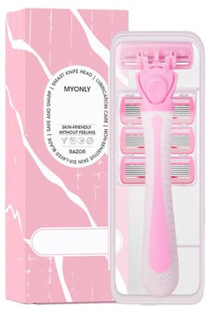 lamette Donna，lametta Donna，rasoio corpo，Set di 5 Rasoi da Donna con Manico e 4 Lamette di Ricambio - Ideale per la Rasatura del Corpo per La Rasatura di Tutte Le Aree del Corpo