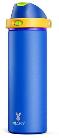 710ml Metal Water Bottle for Sports: Meoky Stainless Steel Water Bottle with 2-in-1 Straw and Spout Lid - Leak Proof, Cold for 24 Hours, Fits in Car Cup Holder, BPA-Free for Travel Gym, Sapphire
