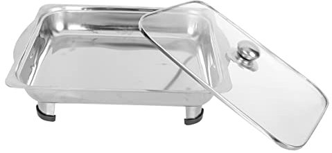 Mobestech Stainless Steel Buffet Platter Lid Large Serving Tray Buffet Dishes Storage Holder Smooth Edges