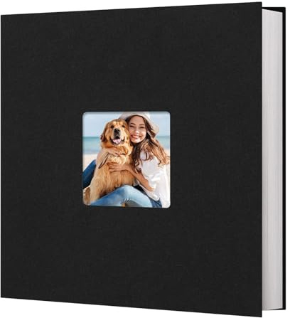 Self Adhesive Photo Album, 16in Linen Scrapbook Album with Window, 20Sheets/40 Pages, Large Capacity Photo Album for Hold 4x6 5x7 8x10 Pictures, DIY Pictures Album for Family Wedding Birthday