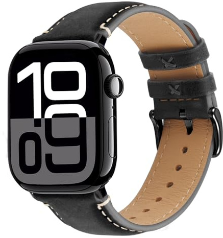 Wristitani Läderarmband kompatibelt med Apple Watch armband 44 mm 45 mm 46 mm 42 mm 49 mm 41 mm 40 mm 38 mm för män, äkta läder ersättningsband för iWatch Ultra 3 2 1 SE3/2/1 Series 11 10 9 8 7 6 5 4