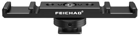 FEICHAO Staffa di montaggio a doppia slitta fredda con foro di posizionamento da 1/4 per fotocamere DSLR SLR Accessori fotografici (attacco a slitta fredda)