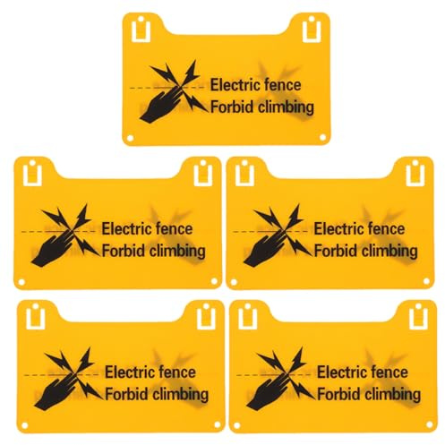 LIFKOME Lot de 5 Panneaux D’Avertissement pour Clôture Électrique 20 X 128 CM en Plastique Résistant aux Intempéries Étiquette de Sécurité Haute Tension Interdiction D’Escalade pour