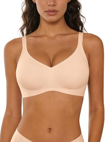 SHEKINI Reggiseno Donna Senza Ferretto Bralette Scollo a V Senza Cuciture Morbido Imbottito con Spalline Regolabili Zero Feel Brassiere Top