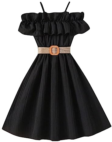 Genérico - Vestido de princesa para niña, ceremonia, noche, marina, encaje, cinturón de nudo, boda, bautizo, cóctel niña A139, Le Noir, 8-9 Años