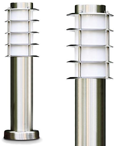 Sockelleuchte Tunes - Pollerleuchte aus Edelstahl – 45cm hoch – ebenerdige Stehlampe - schmale Wegeleuchte für den Garten, das Beet oder den Eingangsbereich - Stehlampe außen – E27 - ohne Leuchtmittel