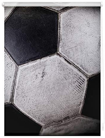 Lichtblick Klemmfix Tageslicht-Rollo mit Motiv, ohne Bohren, Blickdicht, Seitenzugrollo, Made in Germany, Retro Fußball - Schwarz-Weiß 90 x 150 cm (B x L)